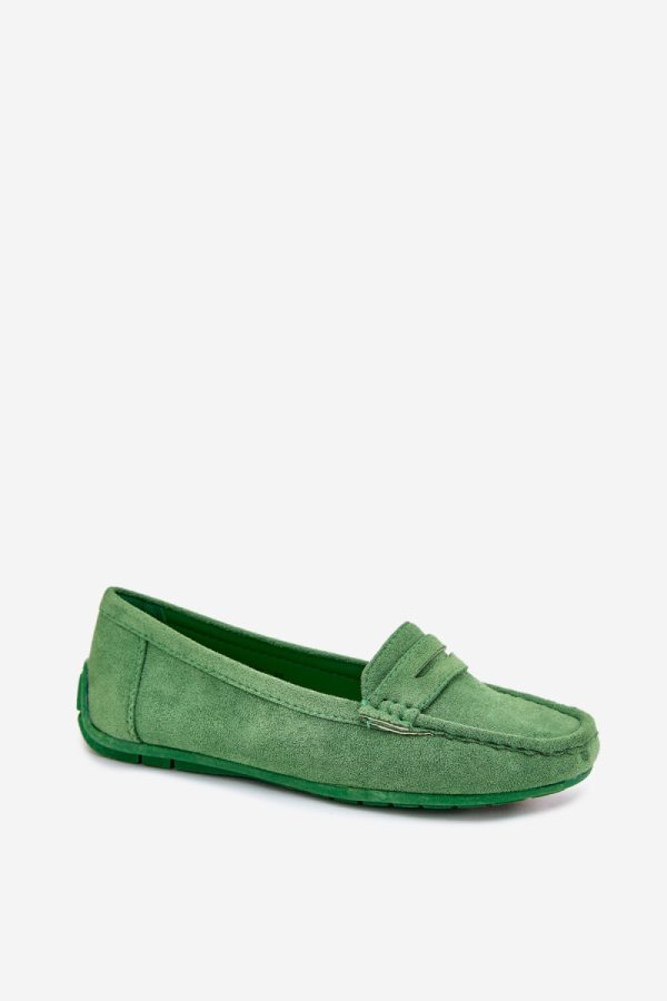 Green Mocassin in Moccasins, Loafers with Fabric, Footbed, Upper Height and Sole Height