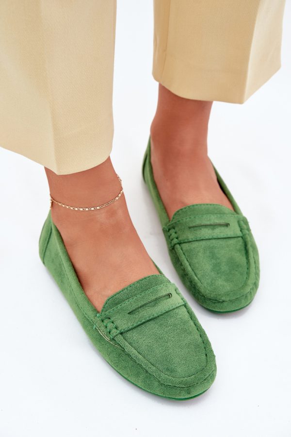Green Mocassin in Moccasins, Loafers with Fabric, Footbed, Upper Height and Sole Height