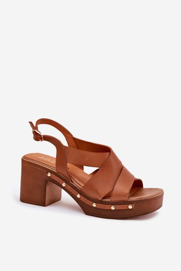 Brown Heel Sandals in Sandals & Flip-Flops For Women with Fabric, Footbed and Heel Height