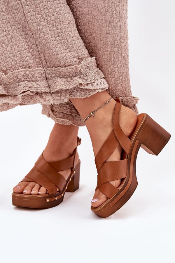 Brown Heel Sandals in Sandals & Flip-Flops For Women with Fabric, Footbed and Heel Height