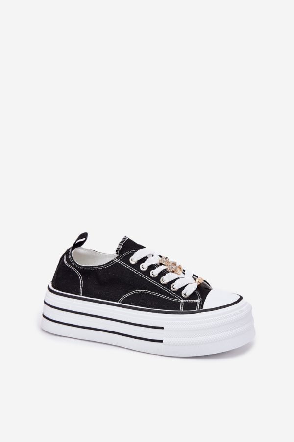 Black Sneakers in Women`s Athletic Shoes, Trainers, Sneakers with Fabric, Footbed, Upper Height and Platform Height