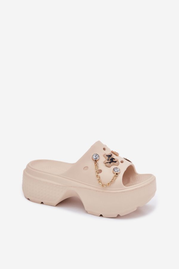 Beige Flip-flops in Sandals & Flip-Flops For Women with Fabric, Footbed and Platform Height