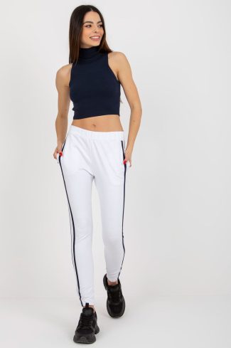 White Tracksuit Trousers in Pants, Trousers, Shorts with Cotton, Spandex and Polyester