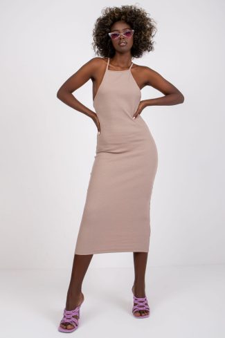 Beige Daydress in Day Dresses with Cotton and Spandex