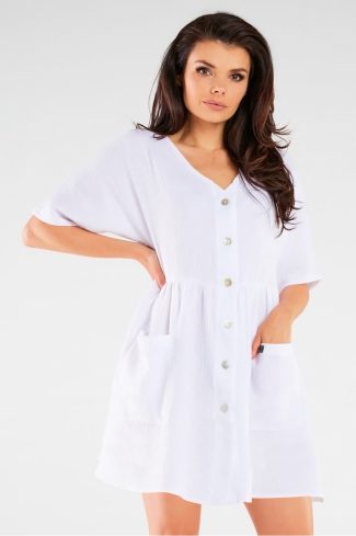 White Daydress in Day Dresses with Cotton and Lycra