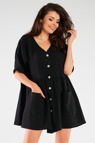 Black Daydress in Day Dresses with Cotton and Lycra
