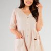 Beige Daydress in Day Dresses with Cotton and Lycra