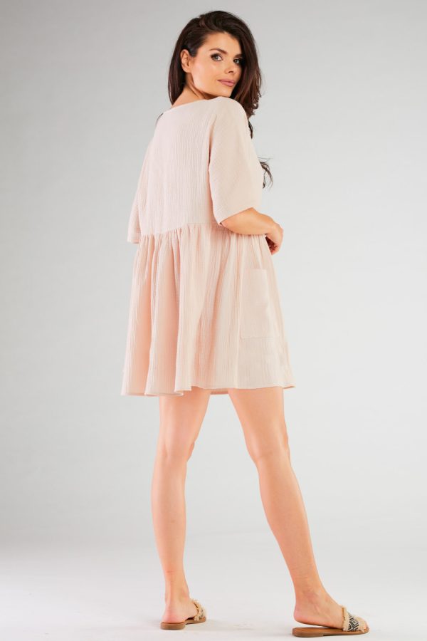 Beige Daydress in Day Dresses with Cotton and Lycra