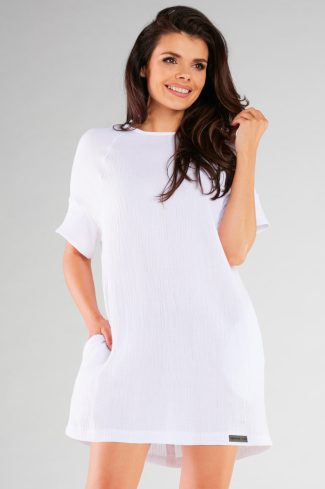 White Daydress in Day Dresses with Cotton and Lycra