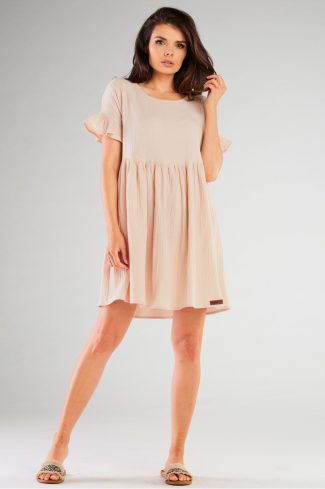 Beige Daydress in Day Dresses with Cotton and Lycra
