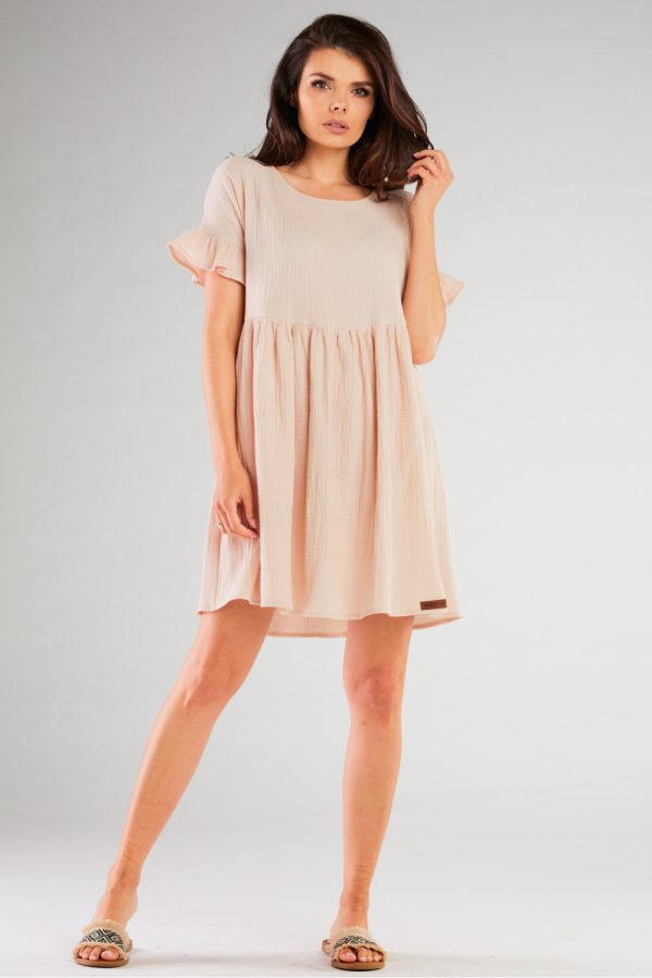 Beige Daydress in Day Dresses with Cotton and Lycra