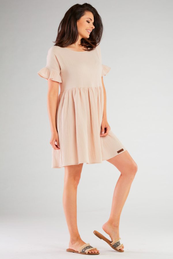 Beige Daydress in Day Dresses with Cotton and Lycra