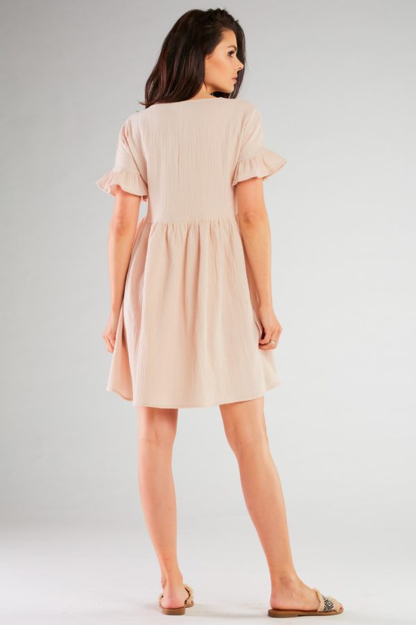 Beige Daydress in Day Dresses with Cotton and Lycra