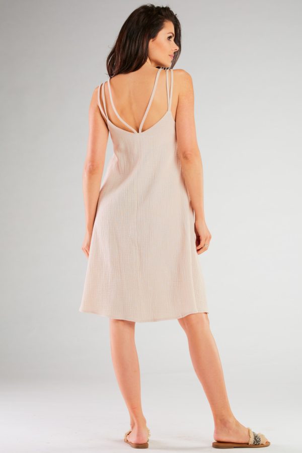 Beige Daydress in Day Dresses with Cotton and Lycra