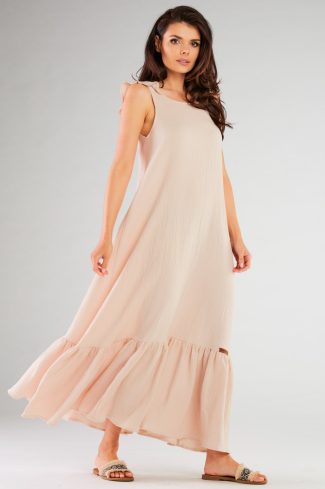 Beige Daydress in Day Dresses with Cotton and Lycra