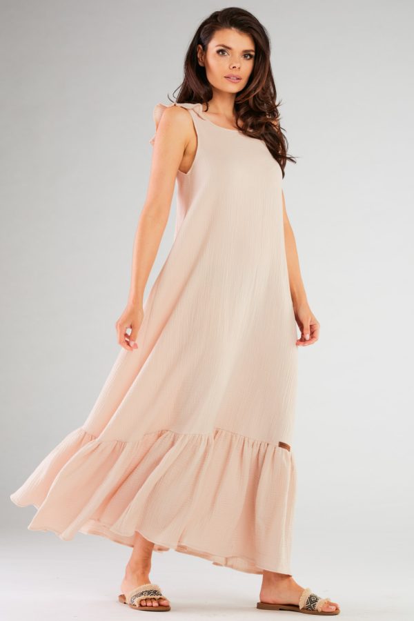 Beige Daydress in Day Dresses with Cotton and Lycra