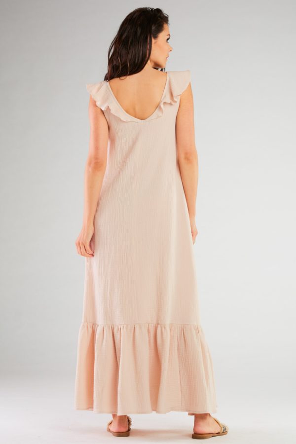 Beige Daydress in Day Dresses with Cotton and Lycra