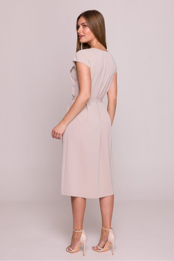 Beige Cocktail Dress in Formal Dresses, Cocktail Dresses with Spandex and Polyester