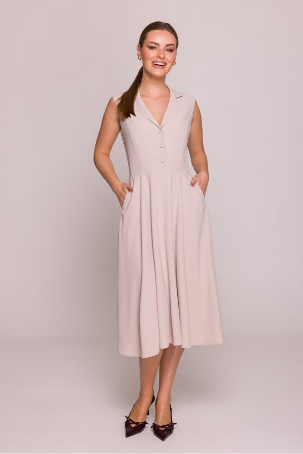 Beige Cocktail Dress in Formal Dresses, Cocktail Dresses with Spandex and Polyester