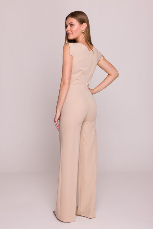 Beige Suit in Playsuits For Women with Spandex, Polyester and Viscose