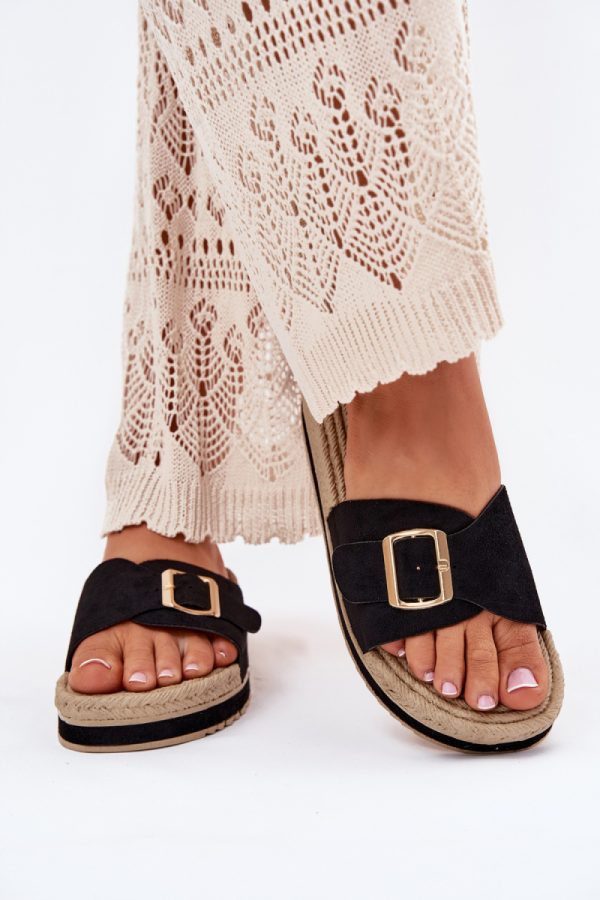 Black Platform Sandals in Sandals & Flip-Flops For Women with Fabric, Footbed and Platform Height