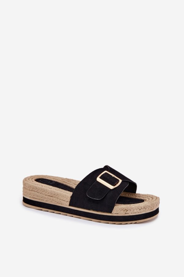 Black Platform Sandals in Sandals & Flip-Flops For Women with Fabric, Footbed and Platform Height