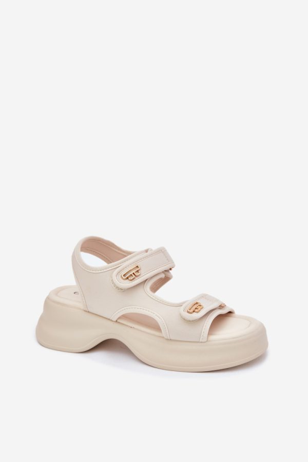 Beige Sandals in Sandals & Flip-Flops For Women with Fabric, Footbed and Platform Height