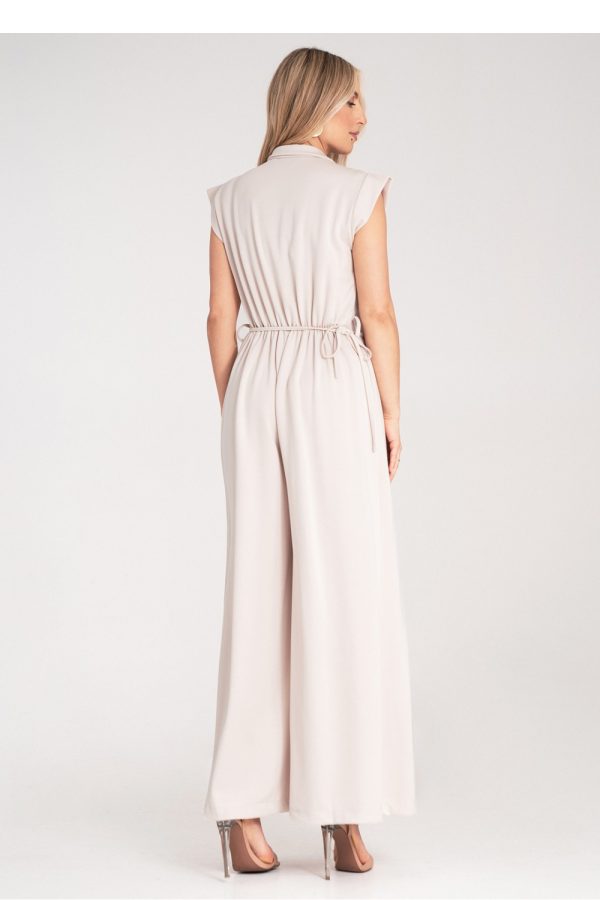 Beige Suit in Playsuits For Women with Spandex, Polyester and Viscose