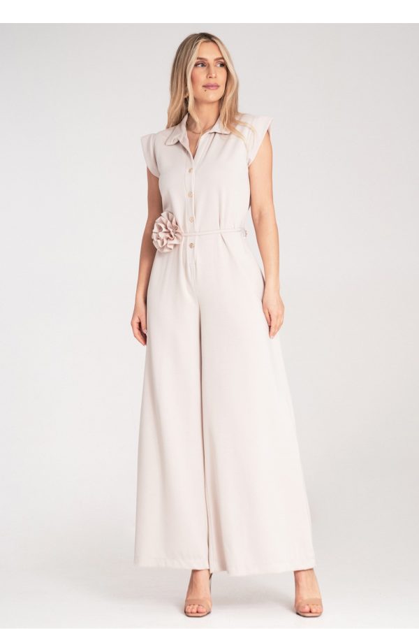 Beige Suit in Playsuits For Women with Spandex, Polyester and Viscose