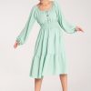 Green Daydress in Day Dresses with Spandex and Polyester