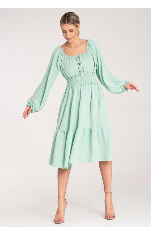 Green Daydress in Day Dresses with Spandex and Polyester