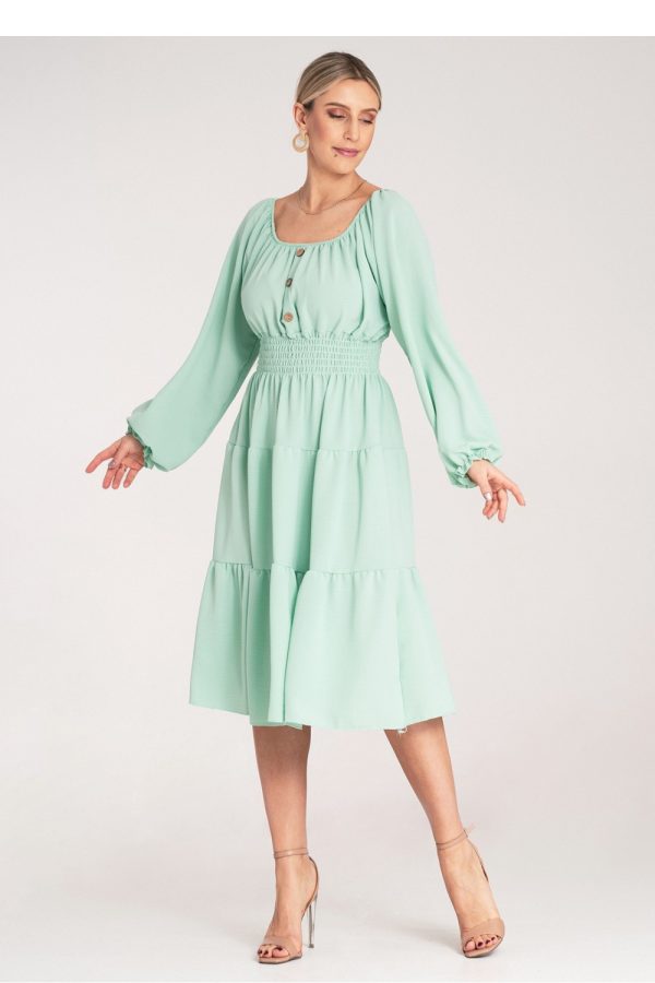 Green Daydress in Day Dresses with Spandex and Polyester
