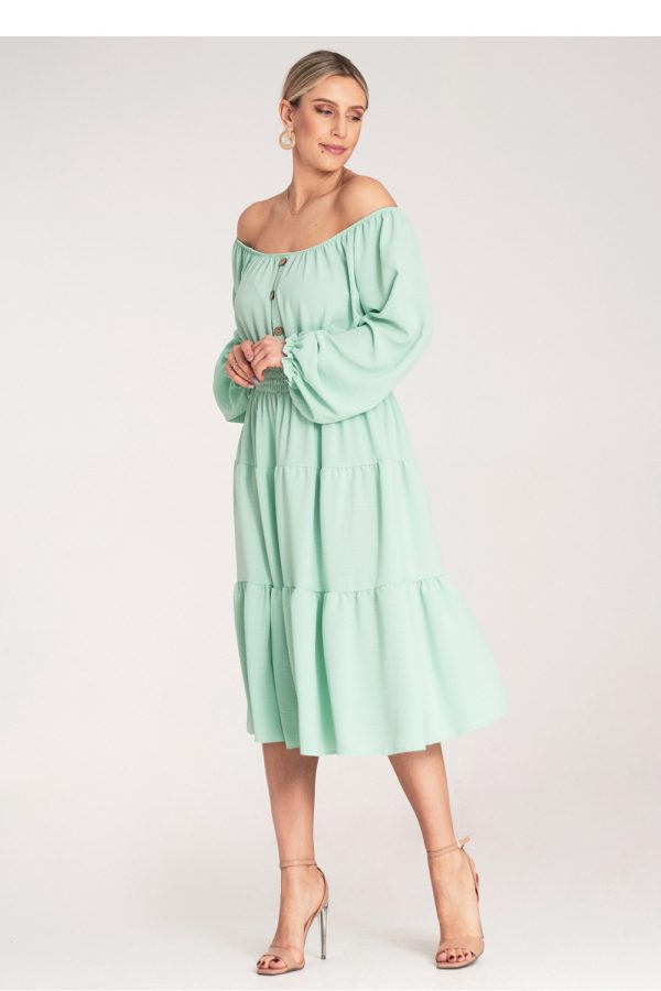Green Daydress in Day Dresses with Spandex and Polyester