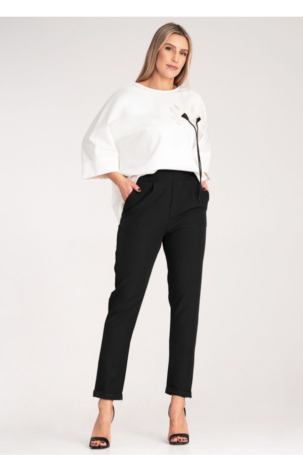 Black Women Trousers in Pants, Trousers, Shorts with Spandex and Polyester