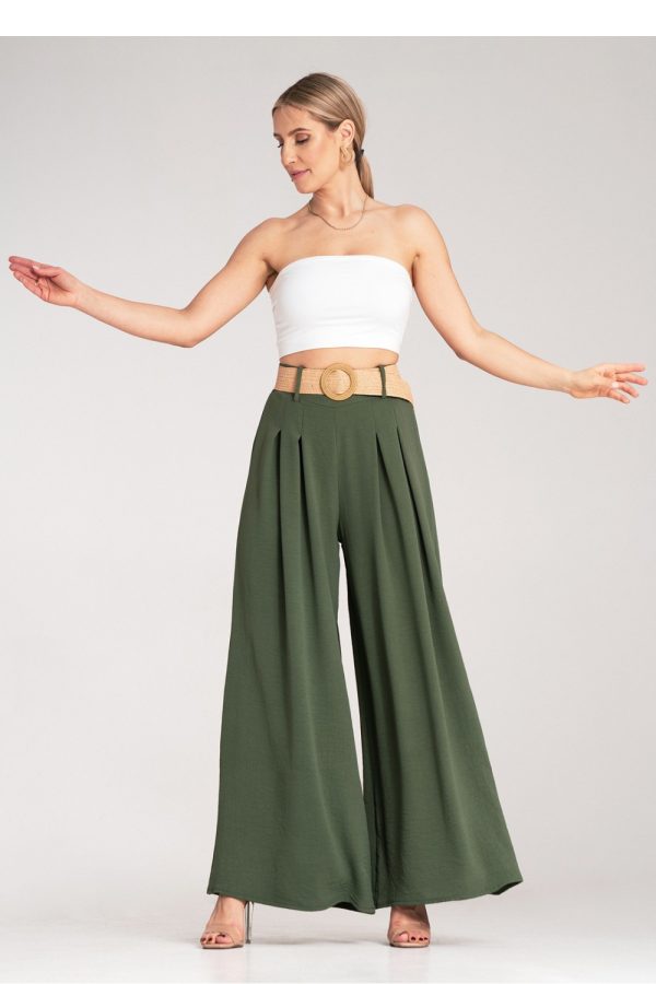 Green Women Trousers in Pants, Trousers, Shorts with Polyester