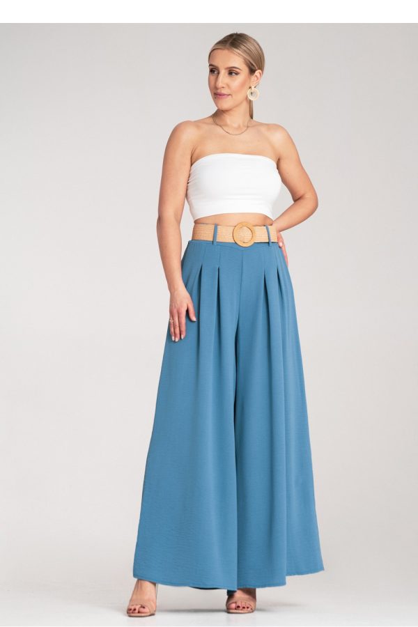 Blue Women Trousers in Pants, Trousers, Shorts with Polyester