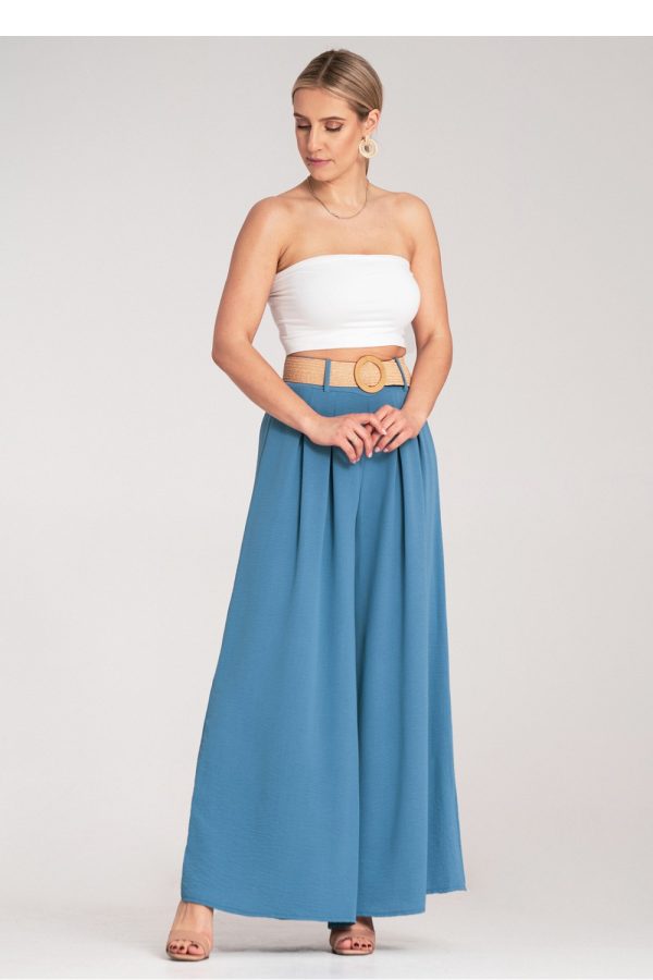 Blue Women Trousers in Pants, Trousers, Shorts with Polyester