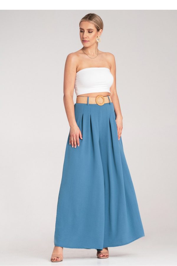 Blue Women Trousers in Pants, Trousers, Shorts with Polyester