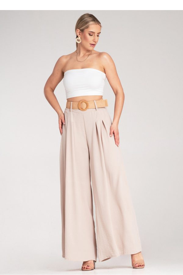 Beige Women Trousers in Pants, Trousers, Shorts with Polyester
