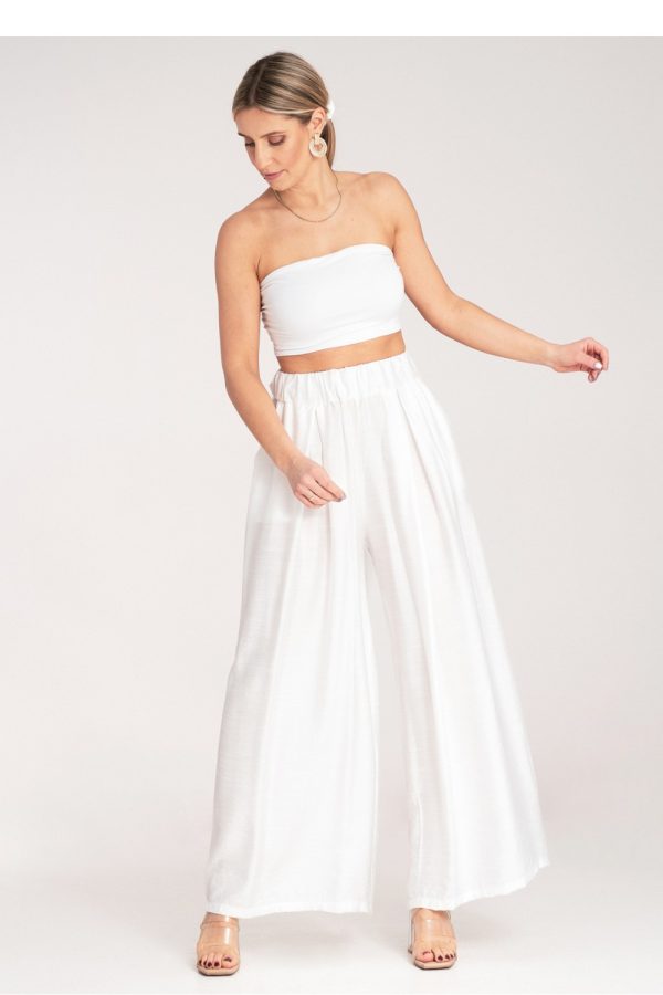 White Women Trousers in Pants, Trousers, Shorts with Spandex and Viscose