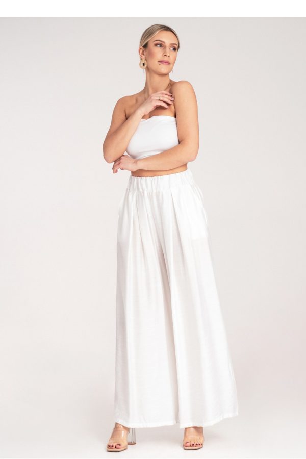 White Women Trousers in Pants, Trousers, Shorts with Spandex and Viscose