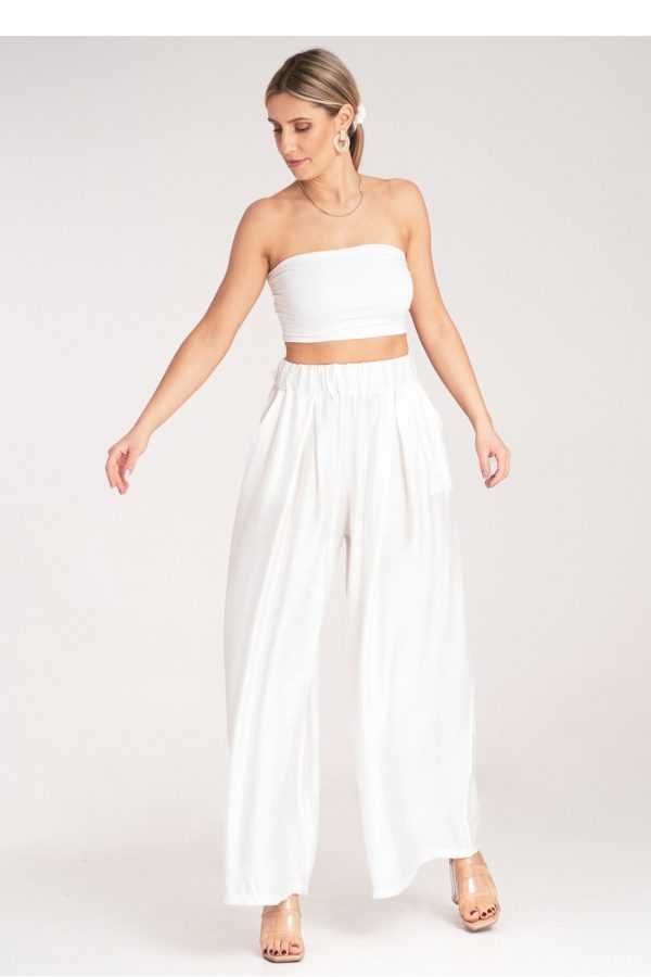 White Women Trousers in Pants, Trousers, Shorts with Spandex and Viscose