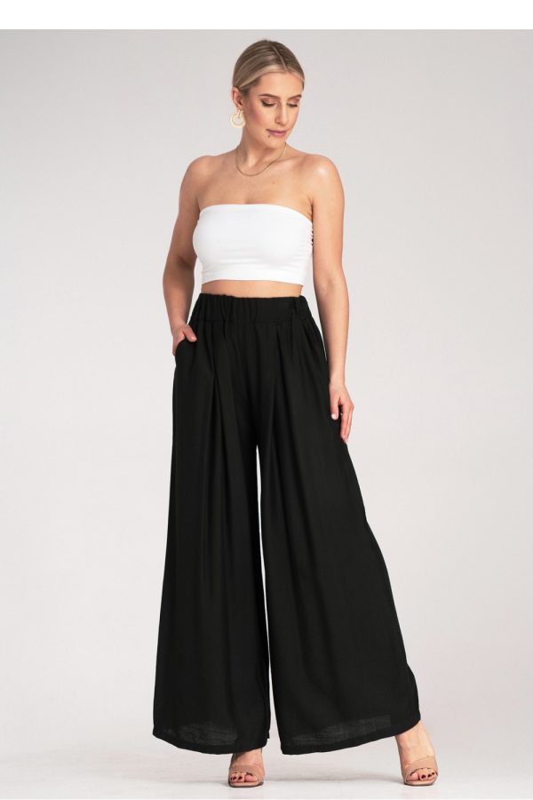 Black Women Trousers in Pants, Trousers, Shorts with Spandex and Viscose