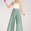 Green Women Trousers in Pants, Trousers, Shorts with Spandex and Viscose