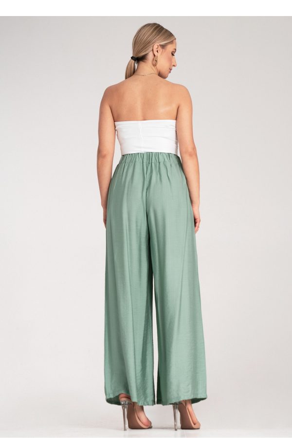 Green Women Trousers in Pants, Trousers, Shorts with Spandex and Viscose