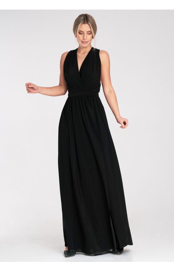 Black Long Dress in Evening Dresses with Spandex and Polyester