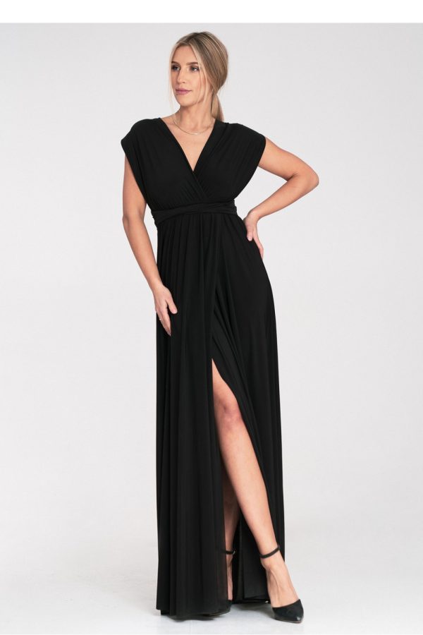 Black Long Dress in Evening Dresses with Spandex and Polyester