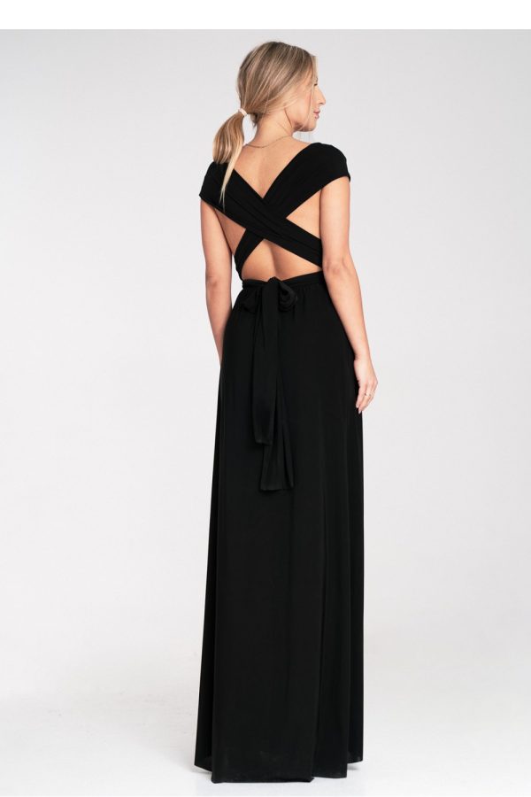 Black Long Dress in Evening Dresses with Spandex and Polyester