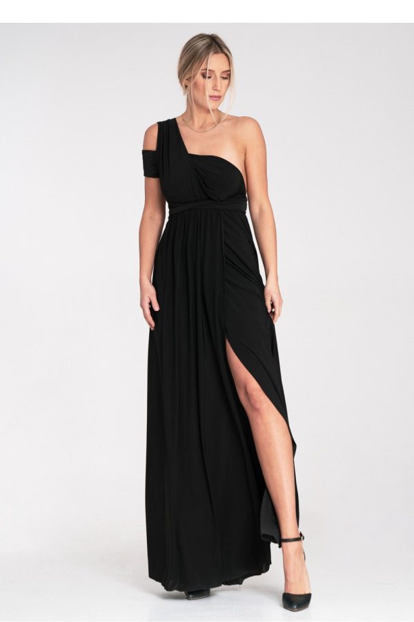 Black Long Dress in Evening Dresses with Spandex and Polyester