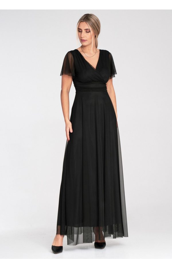 Black Long Dress in Evening Dresses with Spandex and Polyester